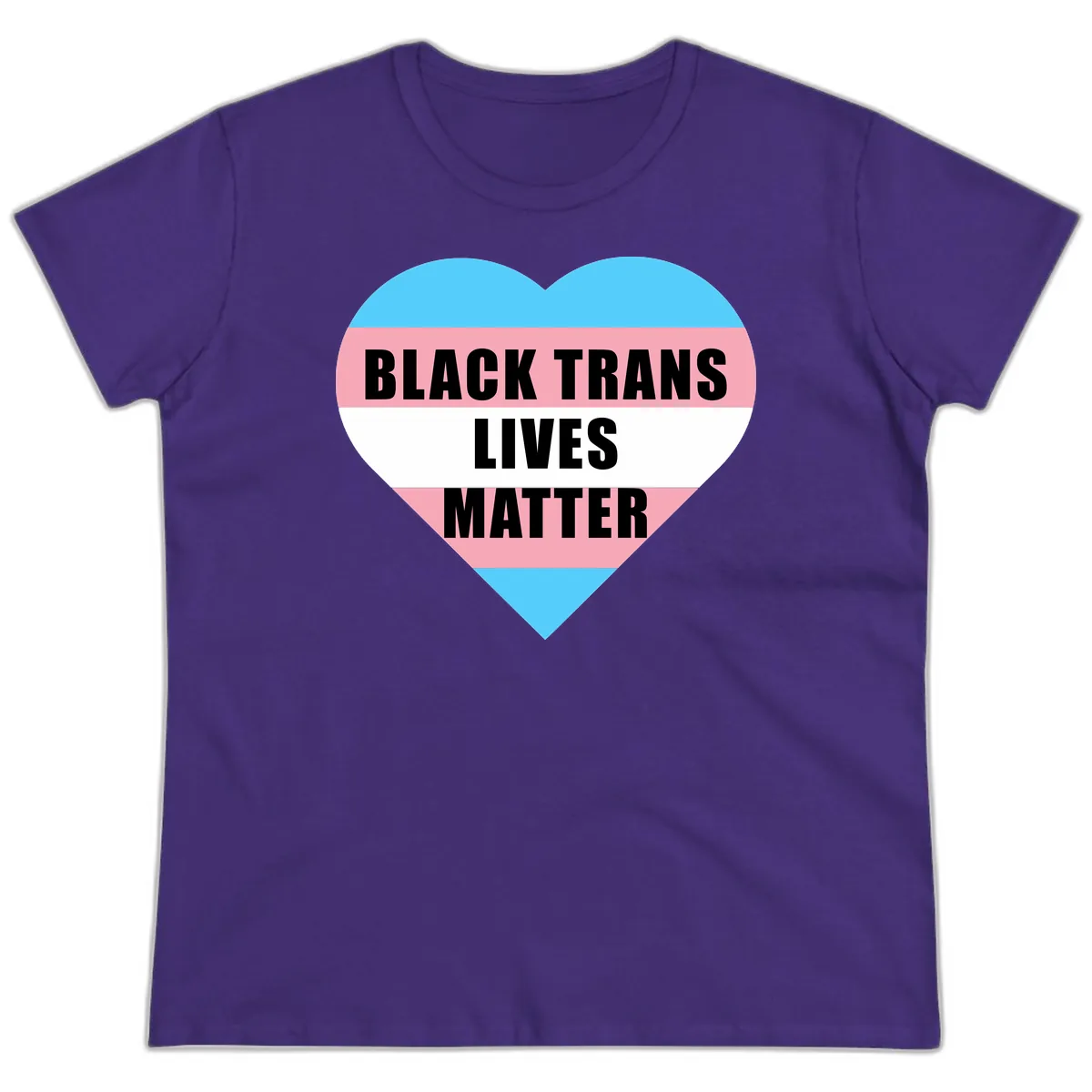 Black Trans Lives Matter Heart Ladies Tee in Purple