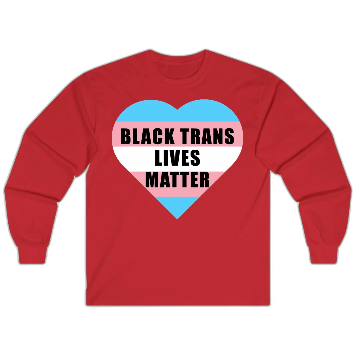 Black Trans Lives Matter Heart Long Sleeve in Red