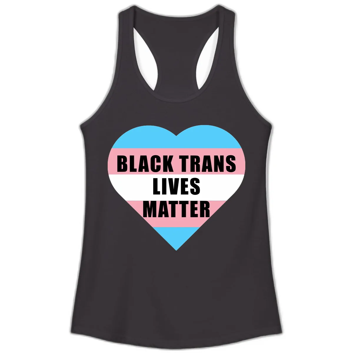 Black Trans Lives Matter Heart Ladies Tank in Black