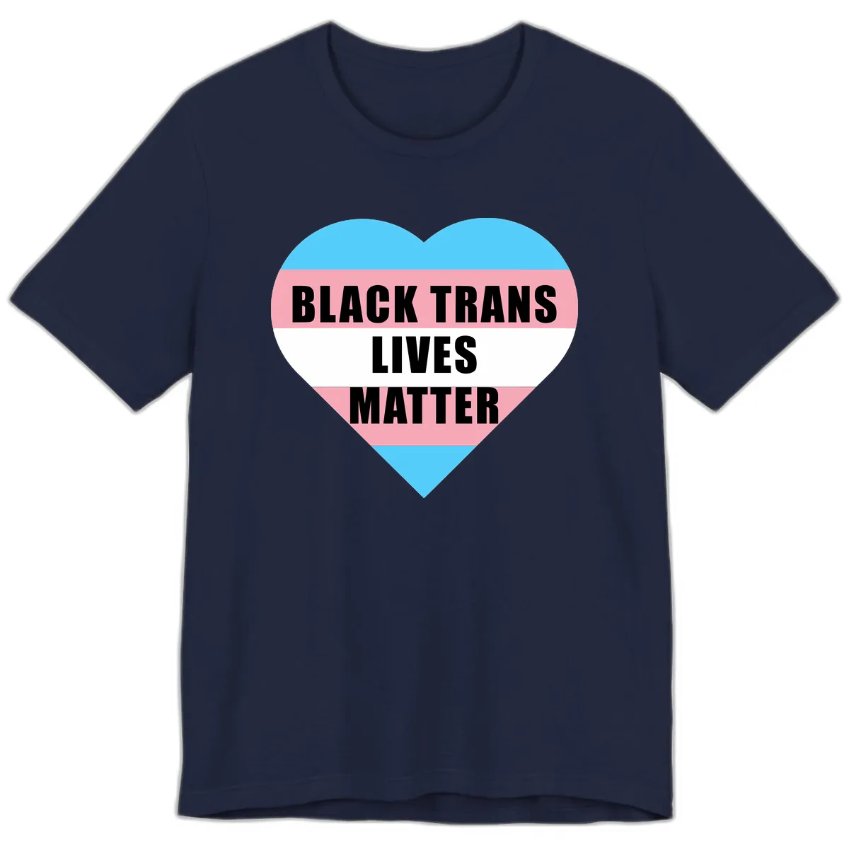 Black Trans Lives Matter Heart Premium T-Shirt in Navy
