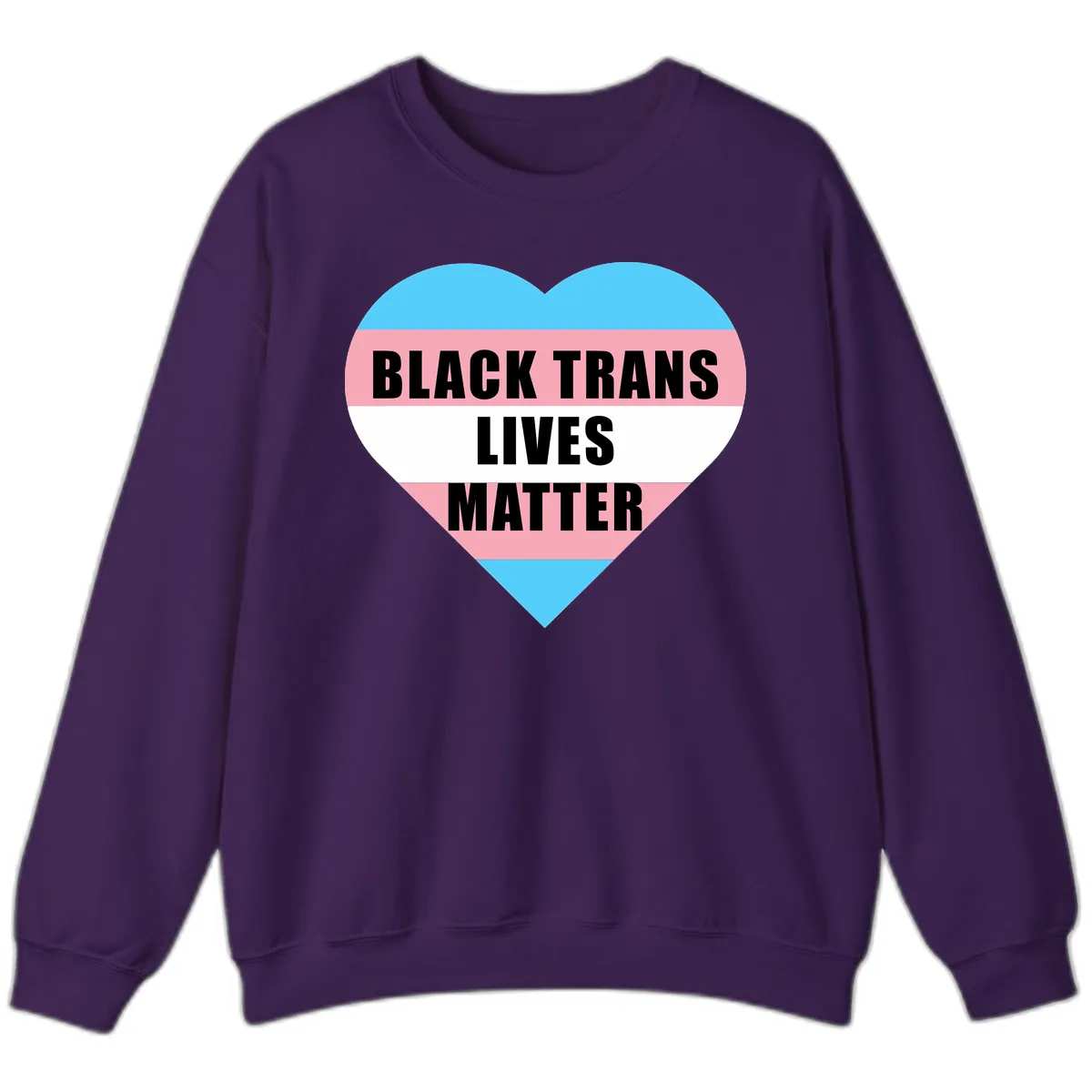 Black Trans Lives Matter Heart Sweatshirt in Purple