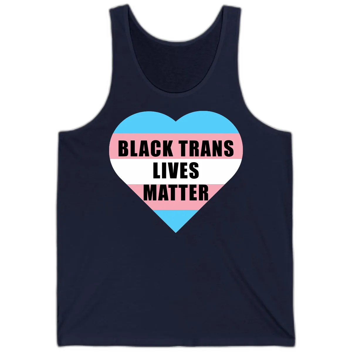 Black Trans Lives Matter Heart Tank in Navy