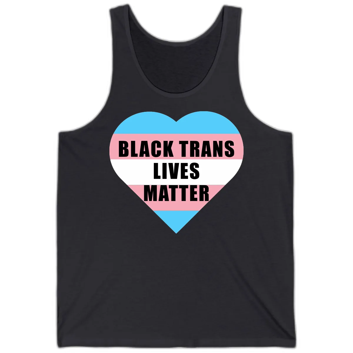 Black Trans Lives Matter Heart Tank in Dark Grey