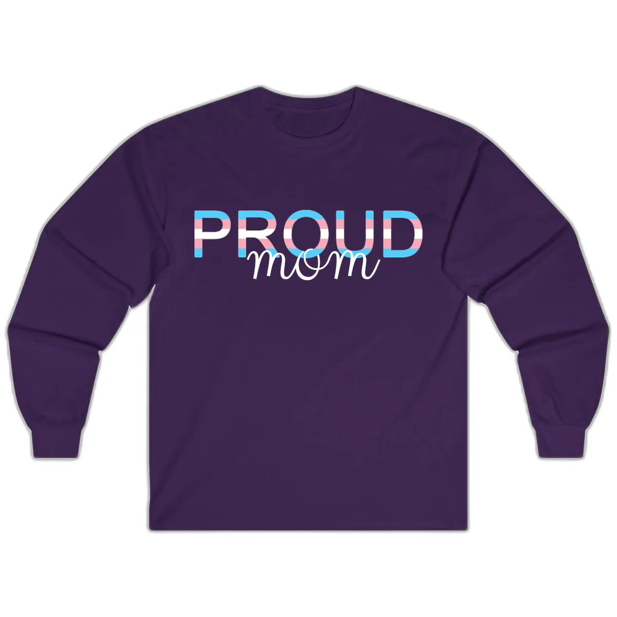 Proud Mom Rainbow Typography Long Sleeve in Purple