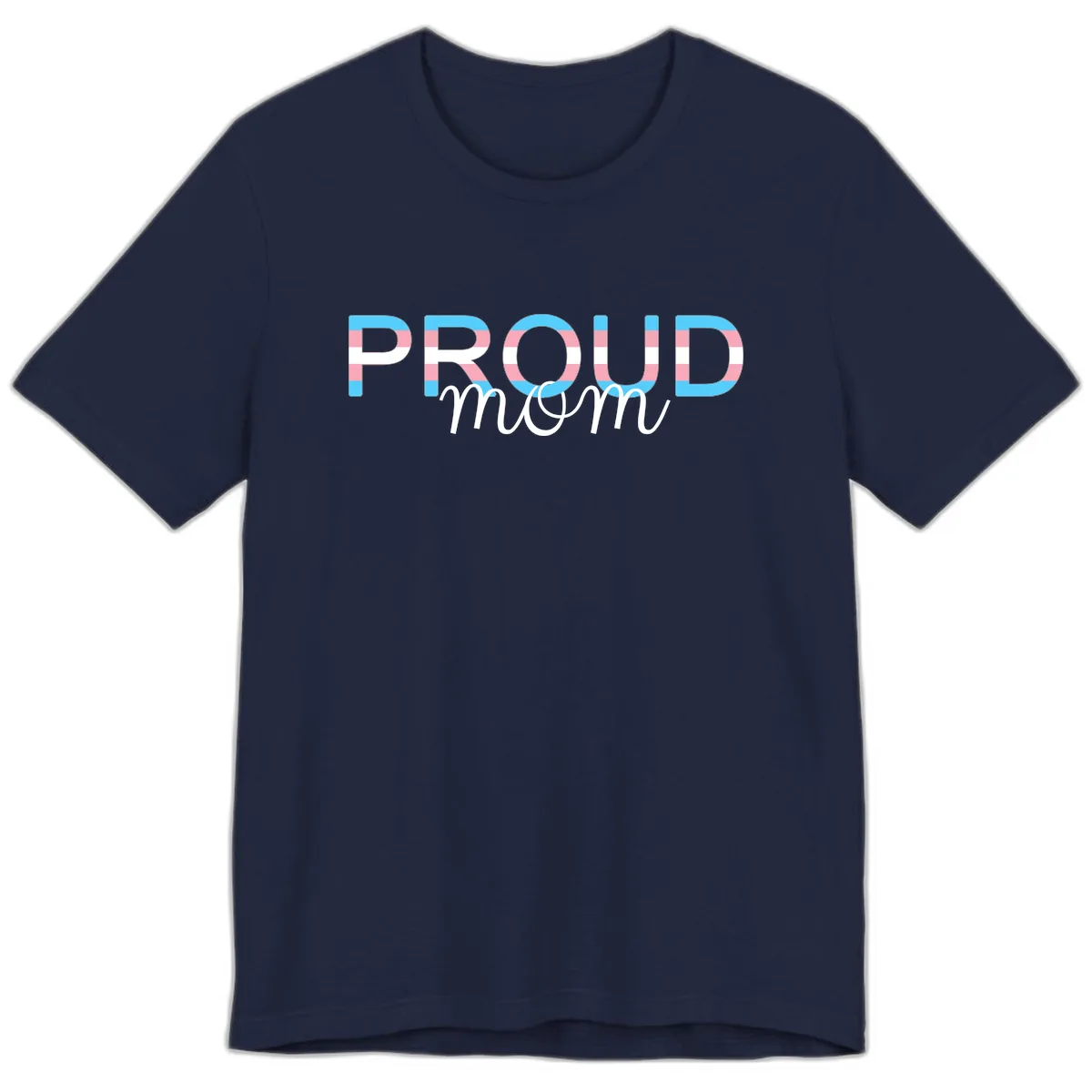 Proud Mom Rainbow Typography Premium T-Shirt in Navy