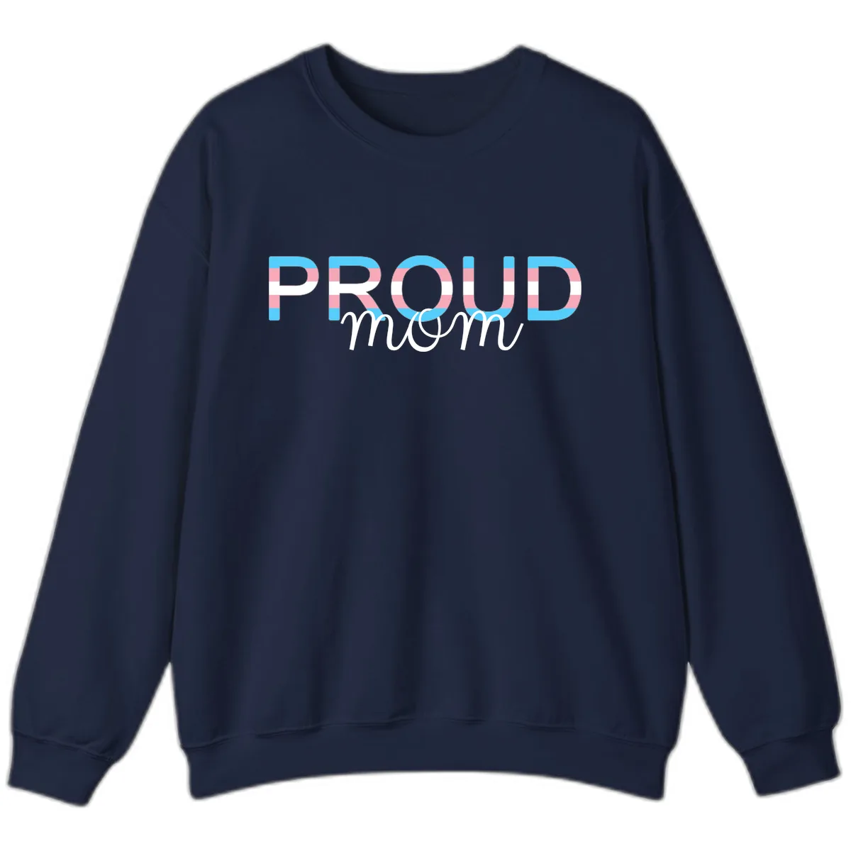 Proud Mom Rainbow Typography Sweatshirt in Navy