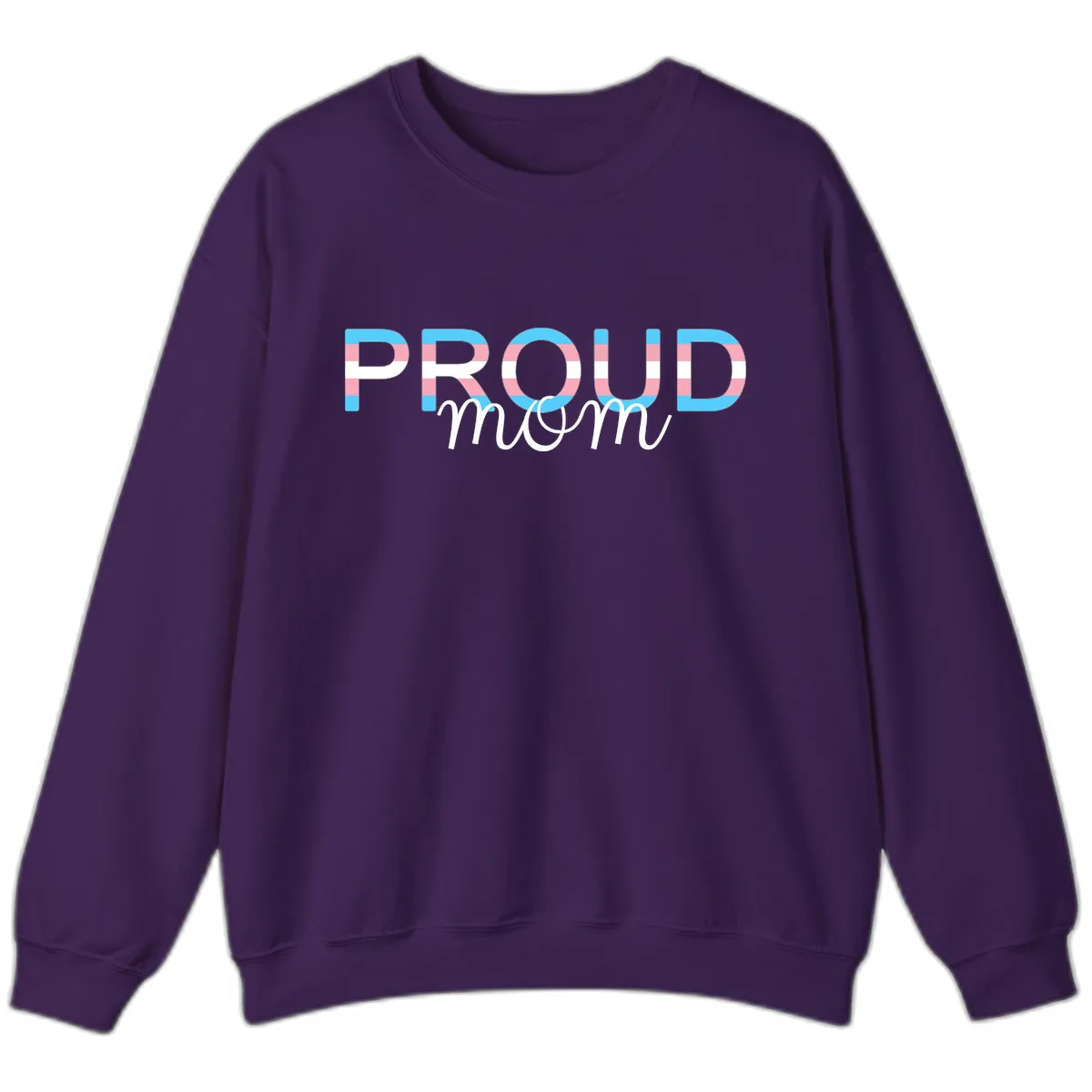 Proud Mom Rainbow Typography Sweatshirt in Purple