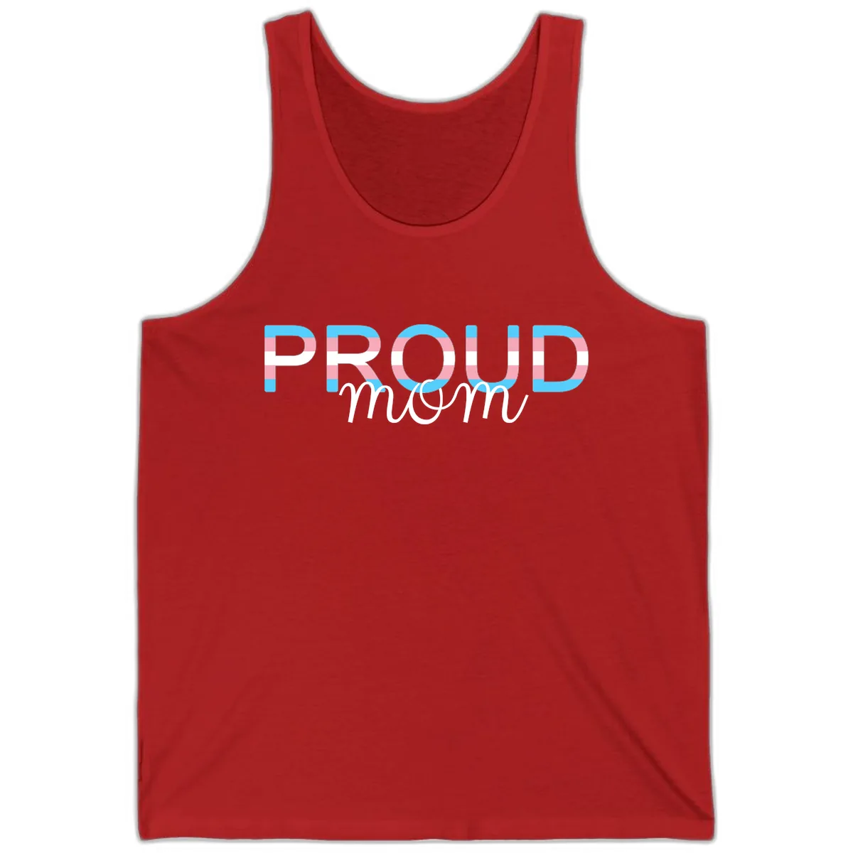 Proud Mom Rainbow Typography Tank in Red
