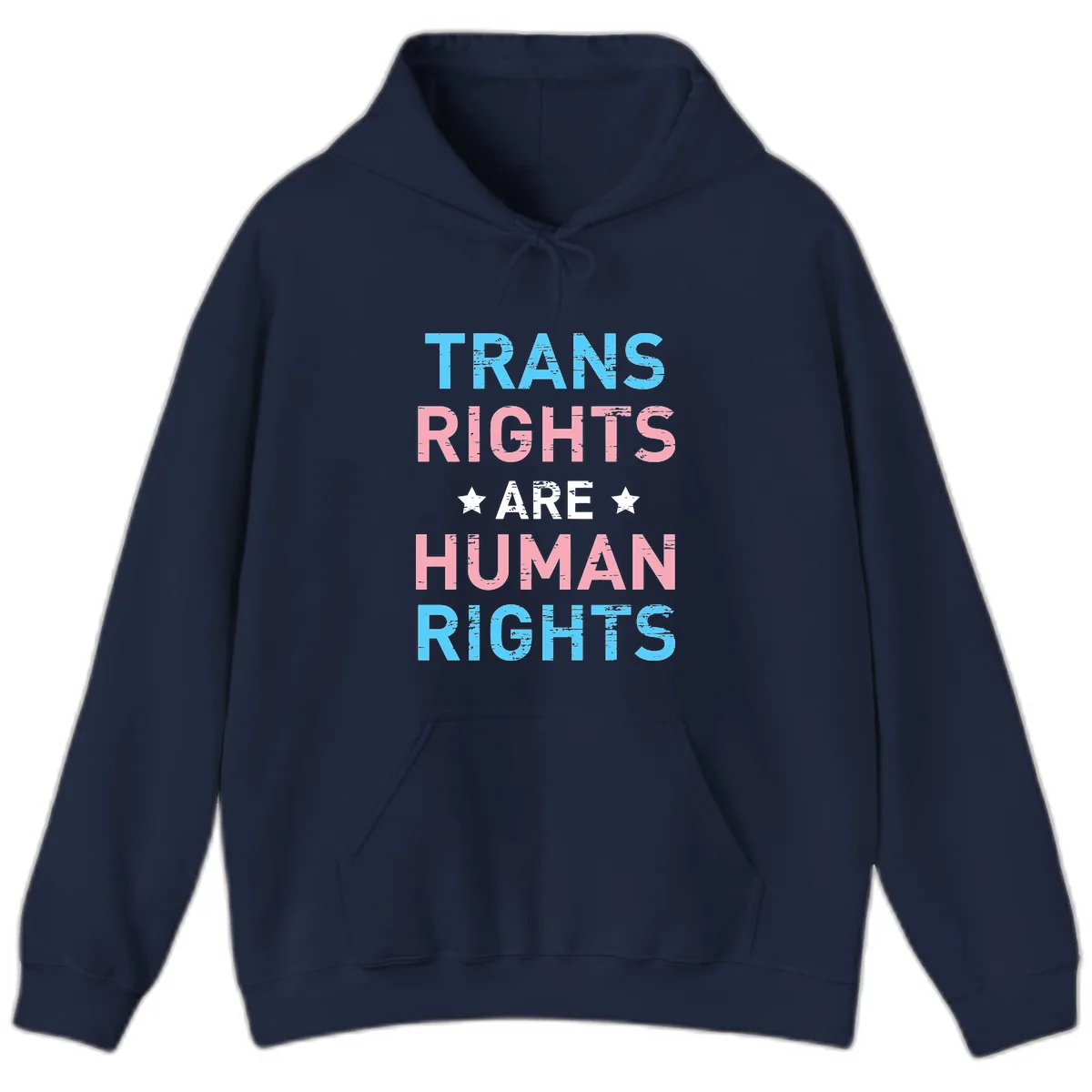 Trans Rights Are Human Rights Hoodie in Navy