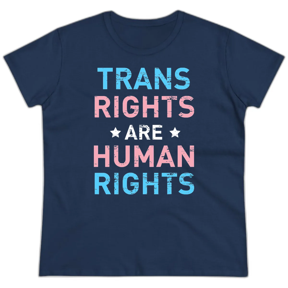Trans Rights Are Human Rights Ladies Tee in Navy