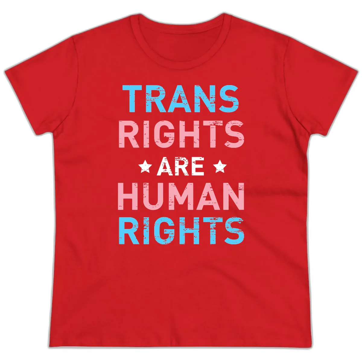 Trans Rights Are Human Rights Ladies Tee in Red