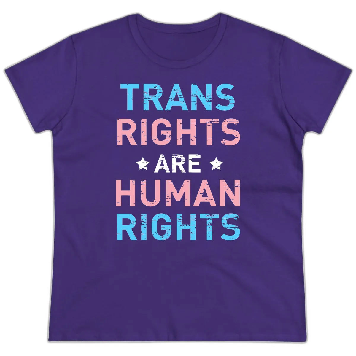 Trans Rights Are Human Rights Ladies Tee in Purple
