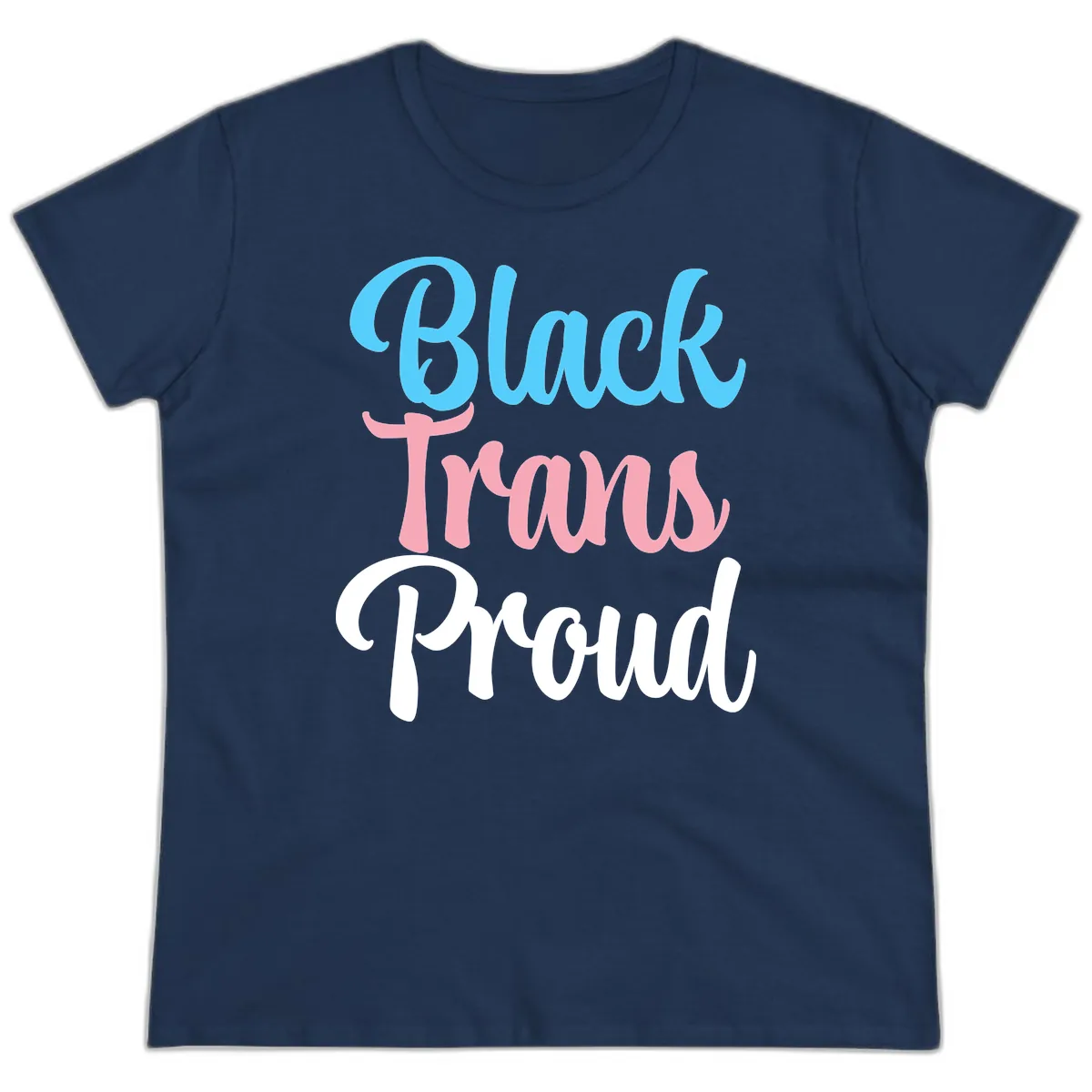 Block Trans Proud Ladies Tee in Navy