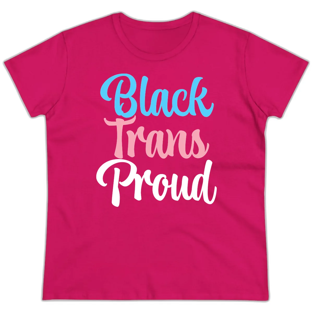 Block Trans Proud Ladies Tee in Heliconia