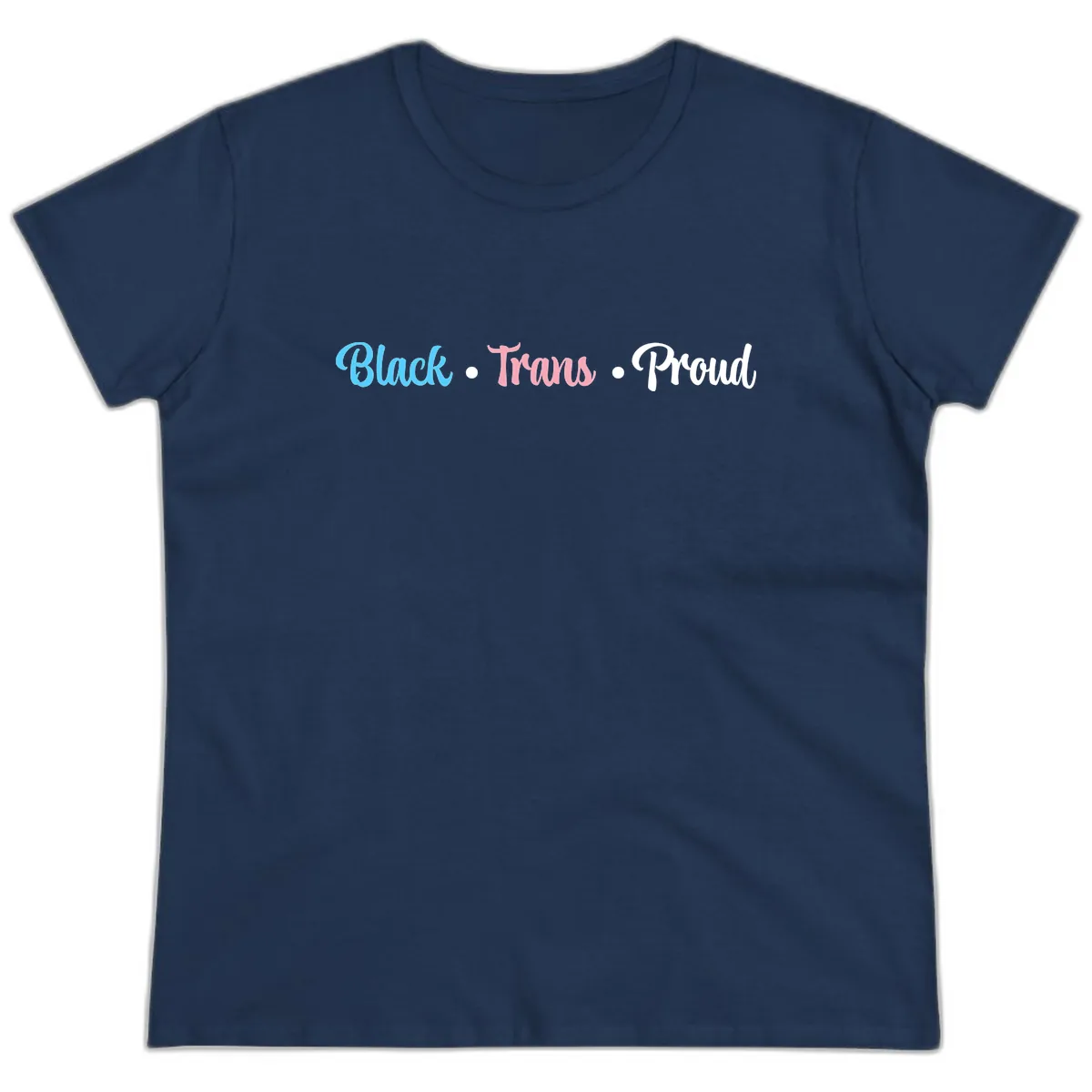 Black Trans Proud Ladies Tee in Navy