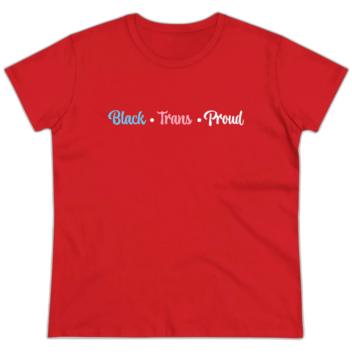 Black Trans Proud Ladies Tee in Red