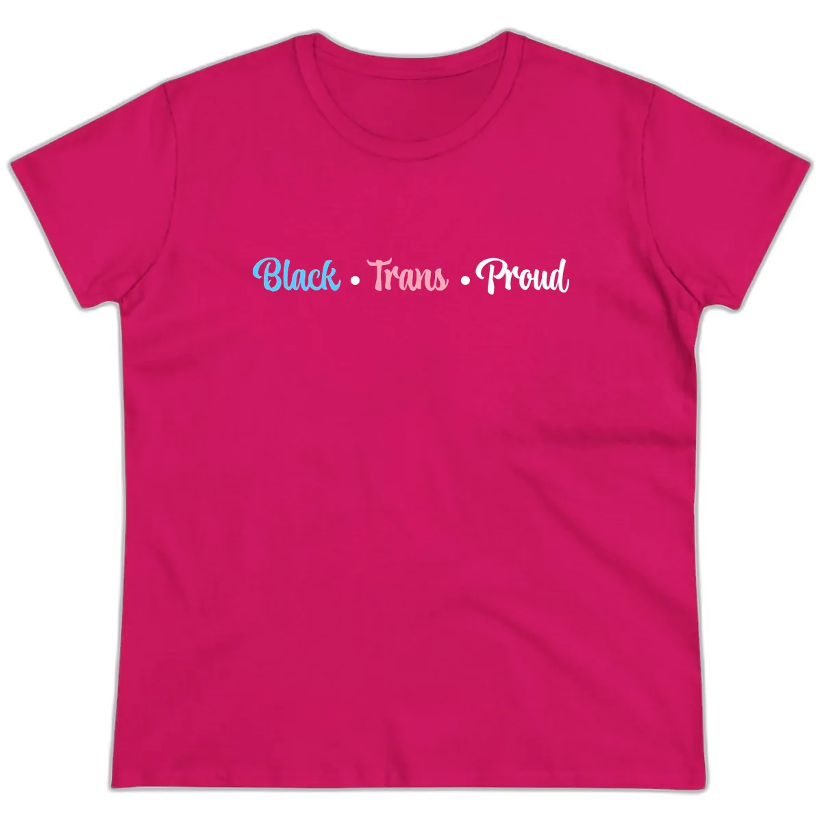Black Trans Proud Ladies Tee in Heliconia