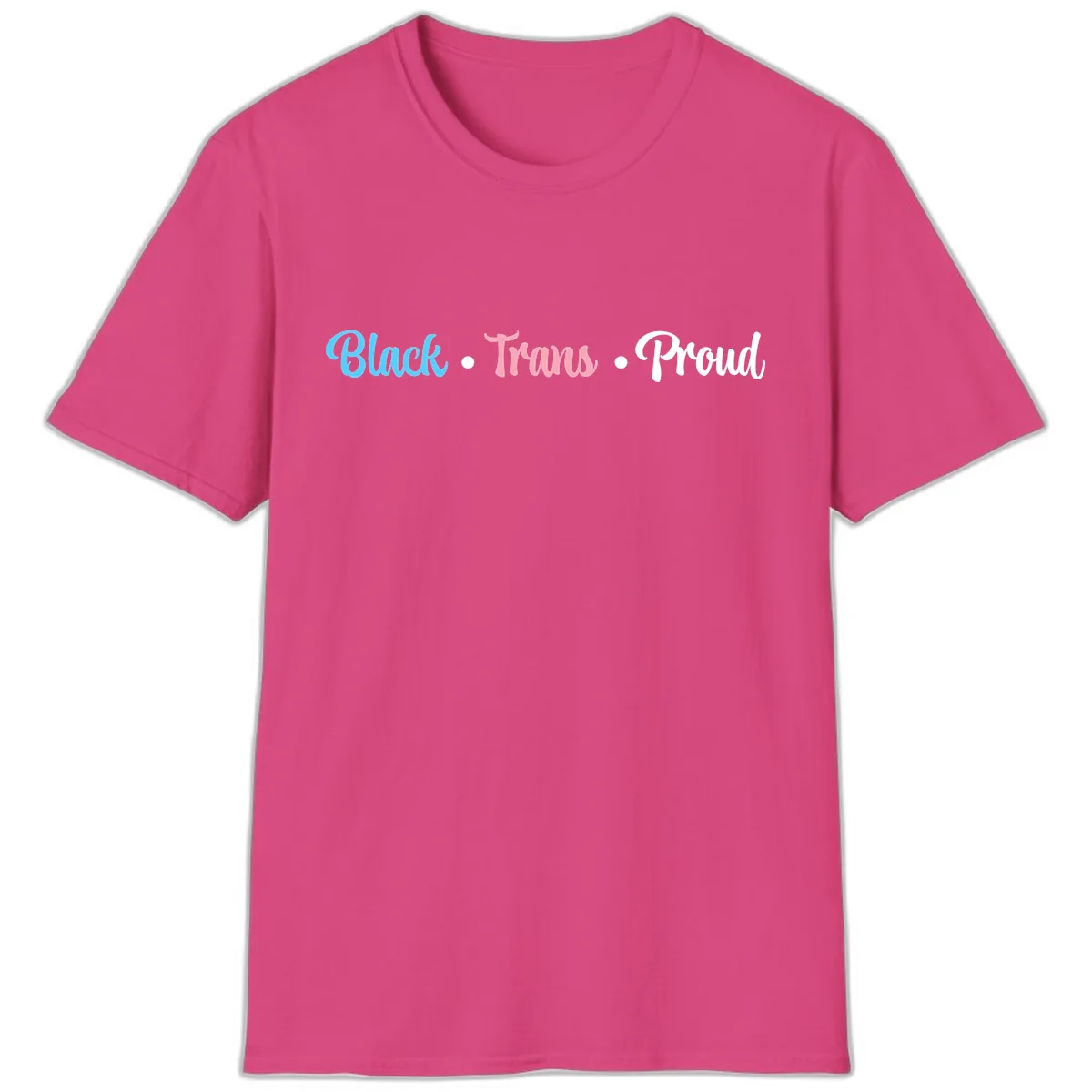 Black Trans Proud T-Shirt in Heliconia