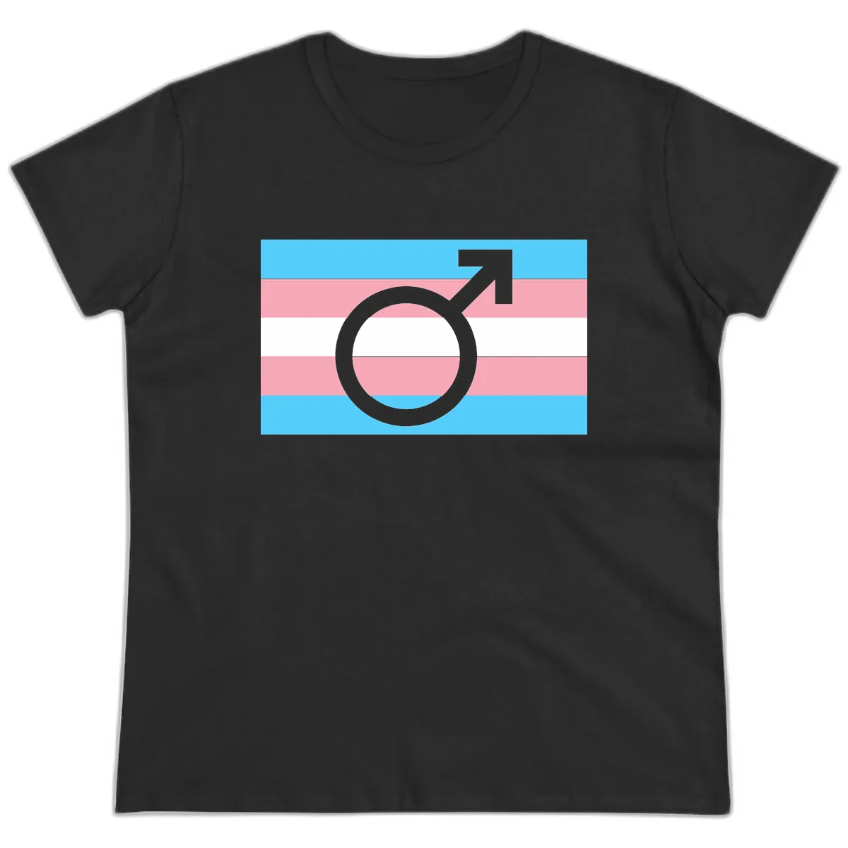 Trans Pride Flag Symbol Ladies Tee in Black