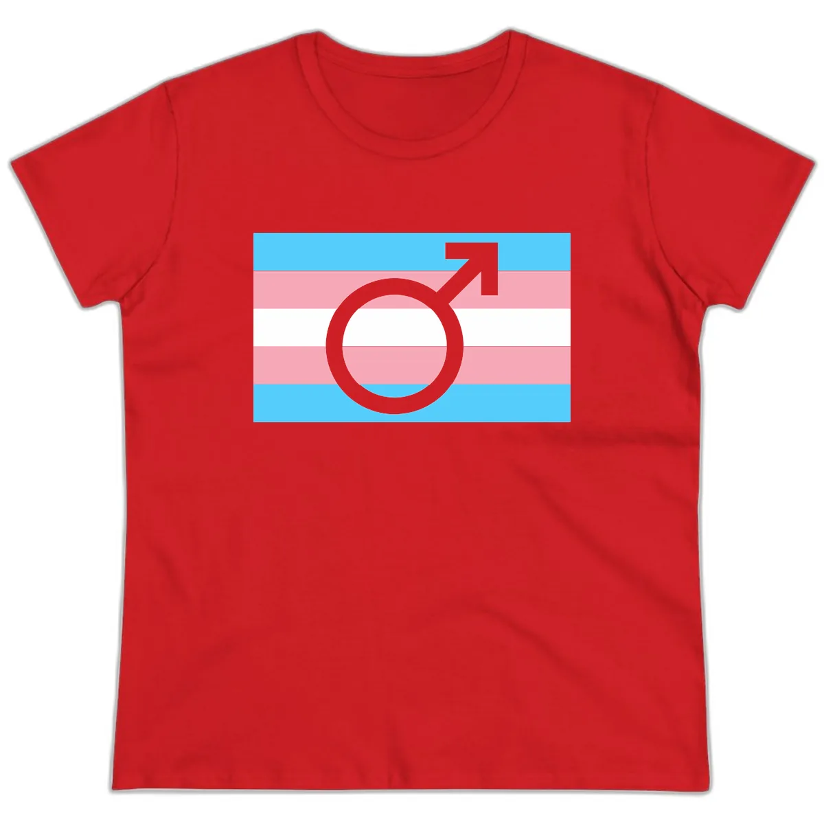 Trans Pride Flag Symbol Ladies Tee in Red