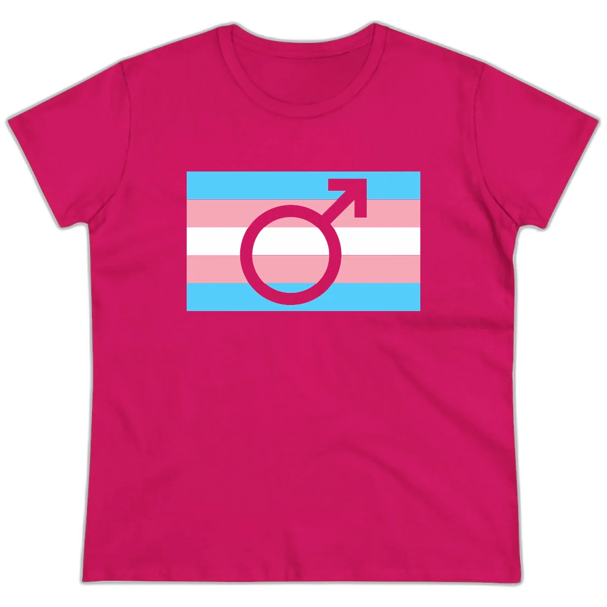 Trans Pride Flag Symbol Ladies Tee in Heliconia