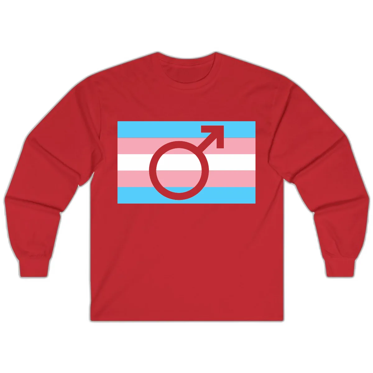 Trans Pride Flag Symbol Long Sleeve in Red