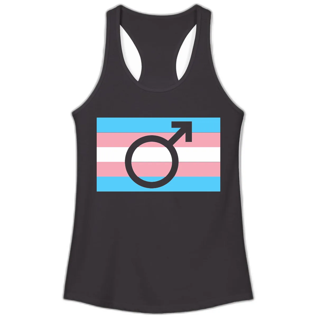 Trans Pride Flag Symbol Ladies Tank in Black