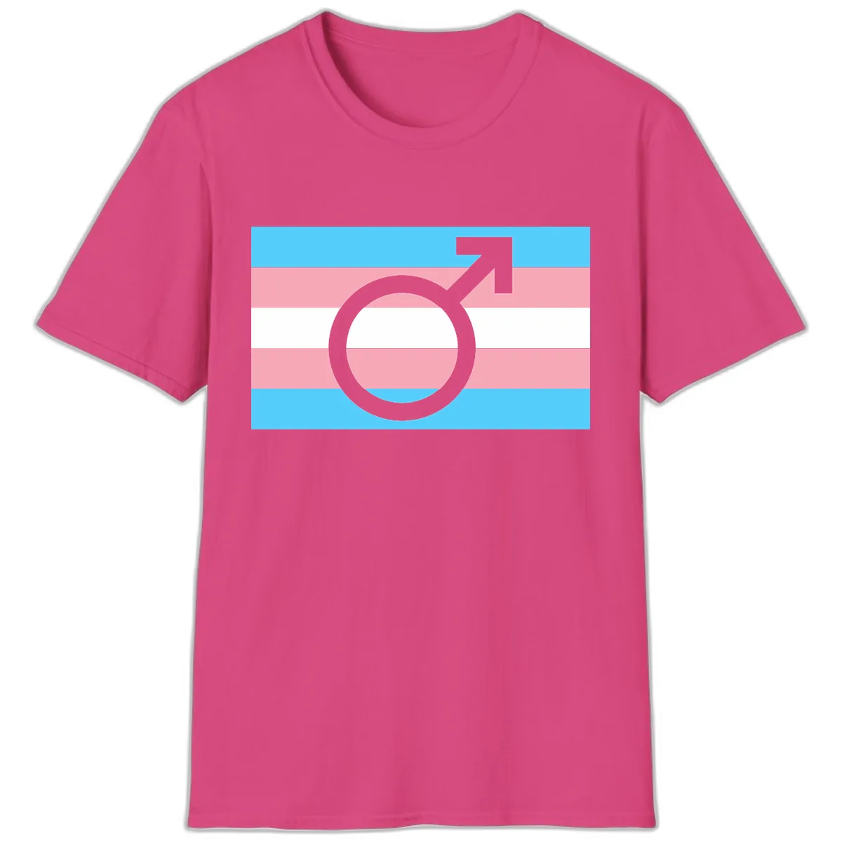Trans Pride Flag Symbol T-Shirt in Heliconia