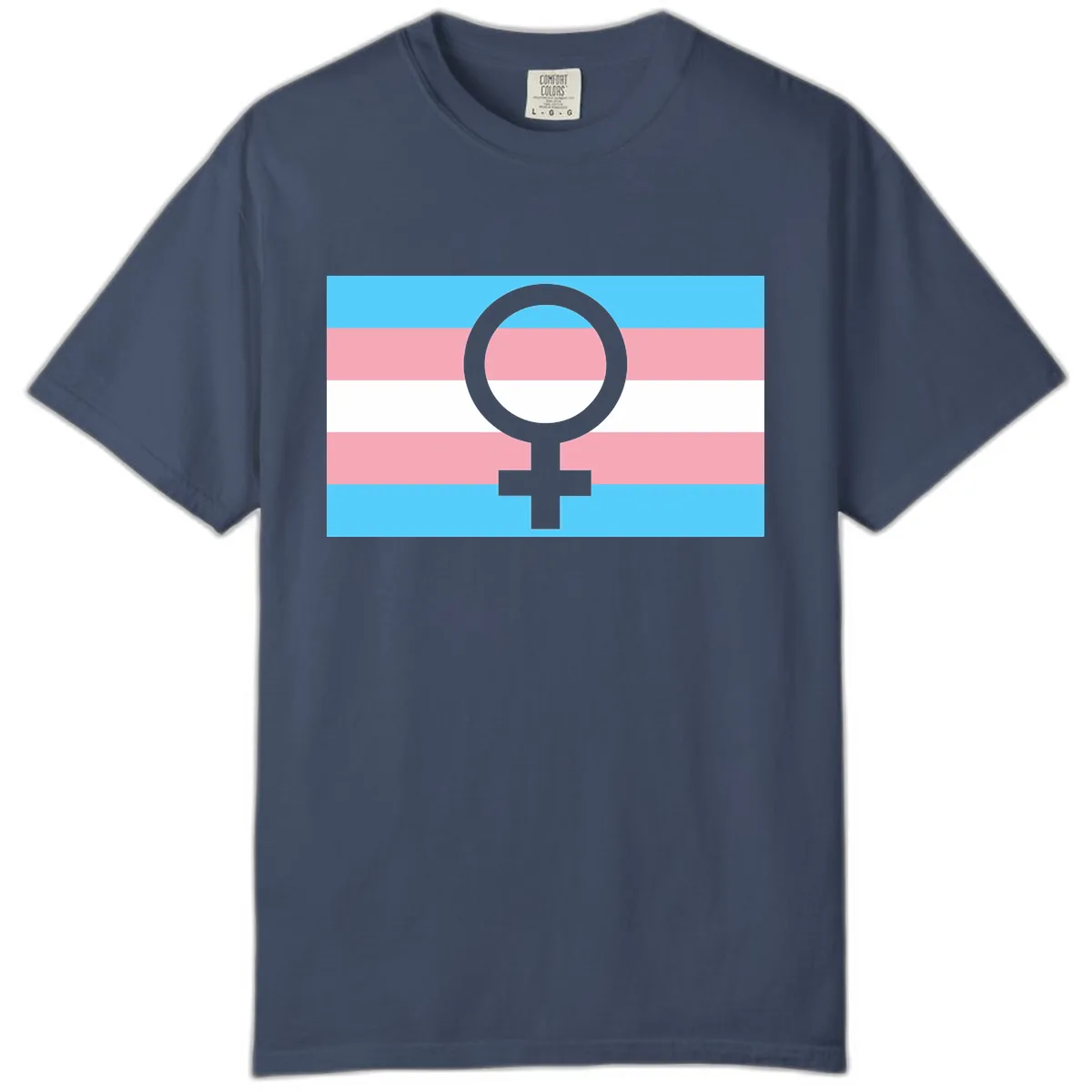 Trans Pride Flag Symbol Comfort Color in Midnight
