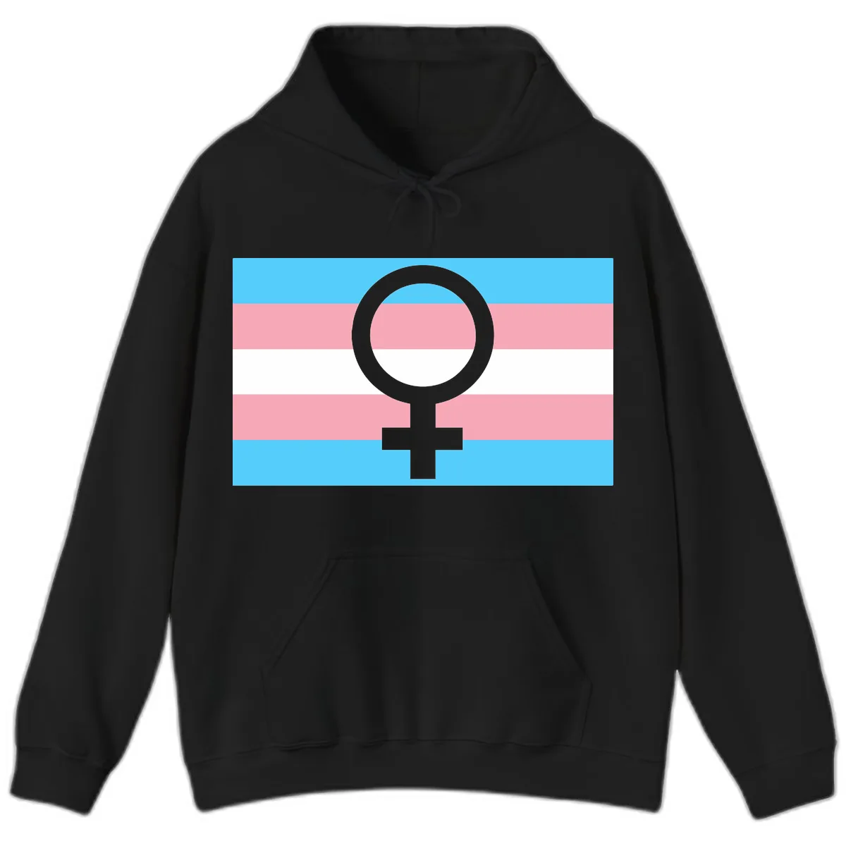Trans Pride Flag Symbol Hoodie in Black