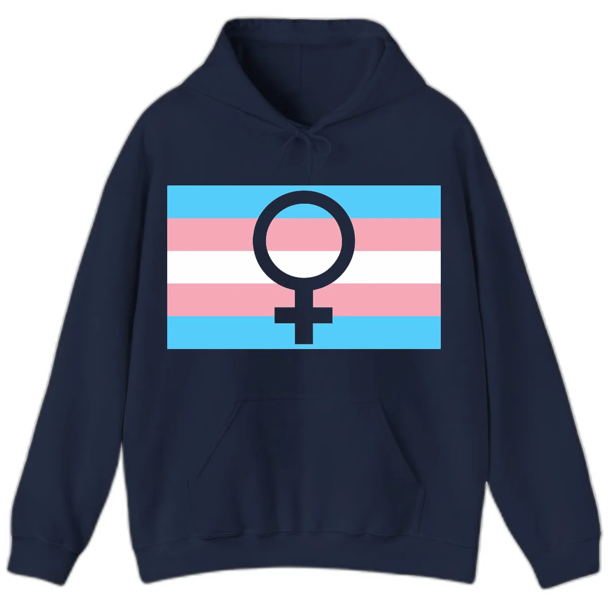 Trans Pride Flag Symbol Hoodie in Navy