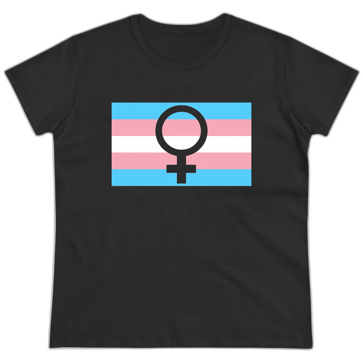 Trans Pride Flag Symbol Ladies Tee in Black