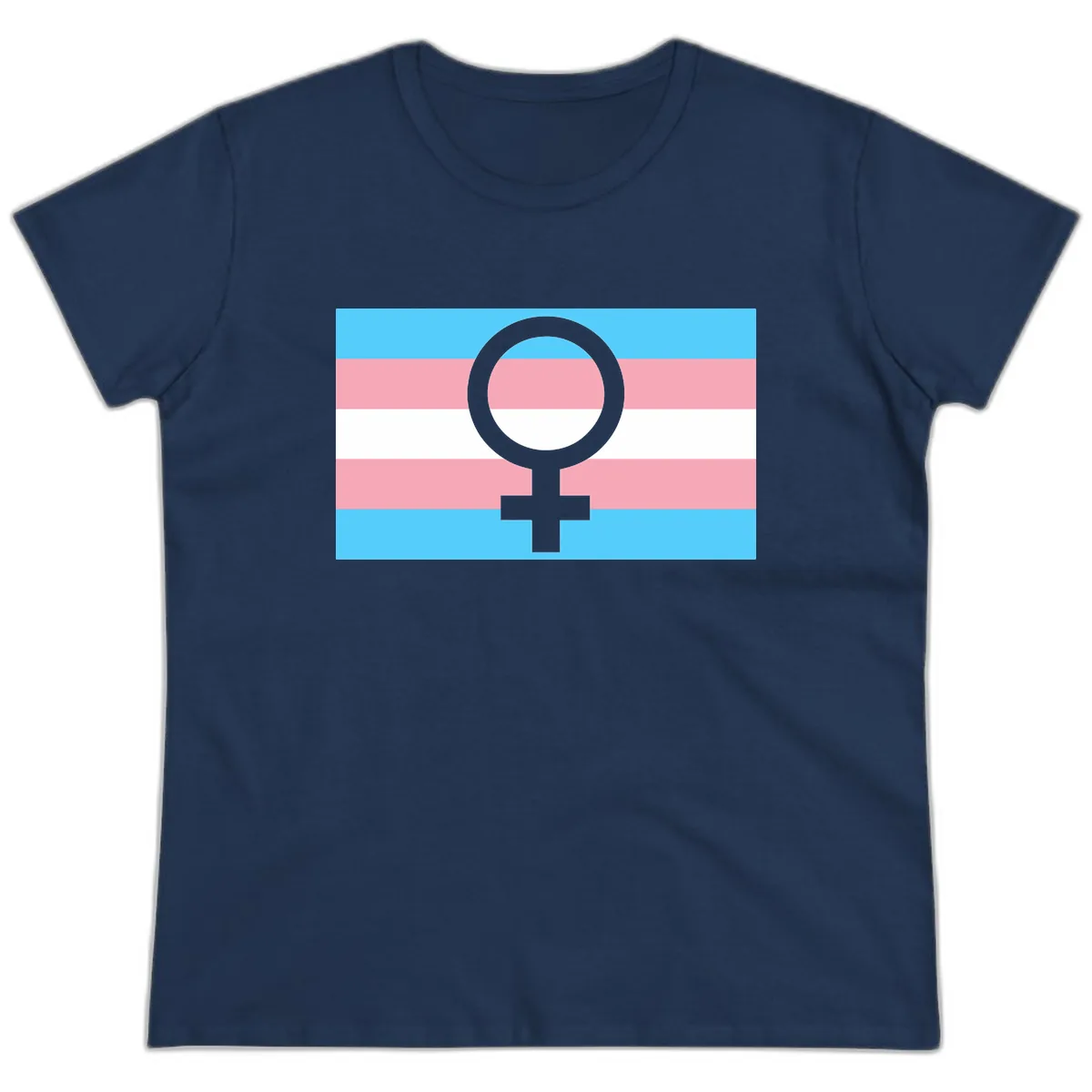Trans Pride Flag Symbol Ladies Tee in Navy