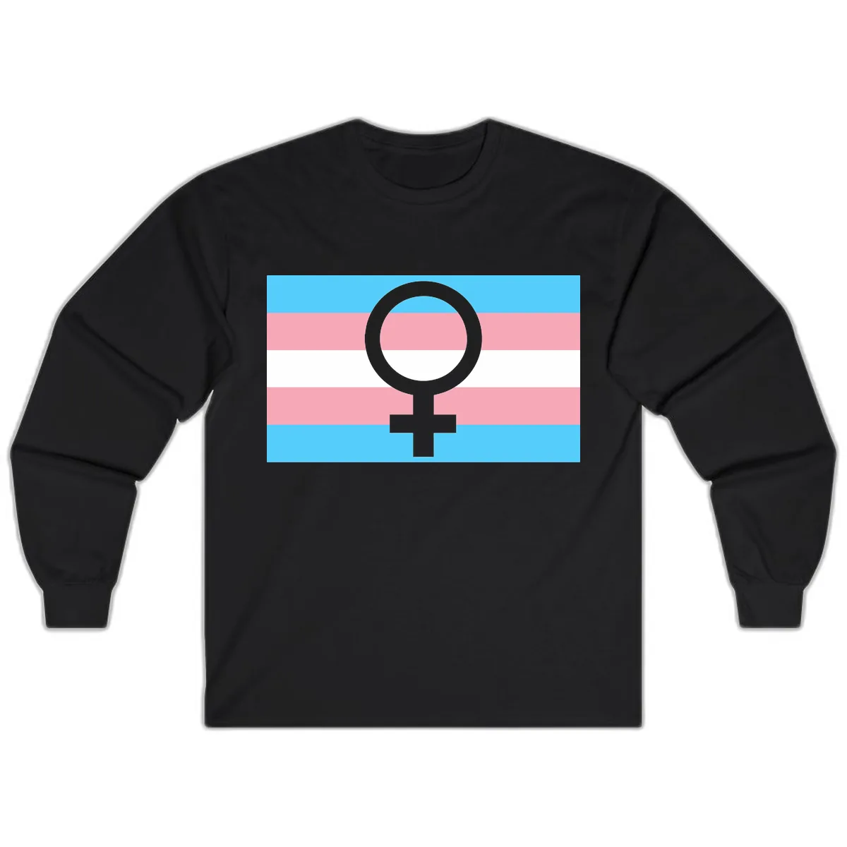 Trans Pride Flag Symbol Long Sleeve in Black