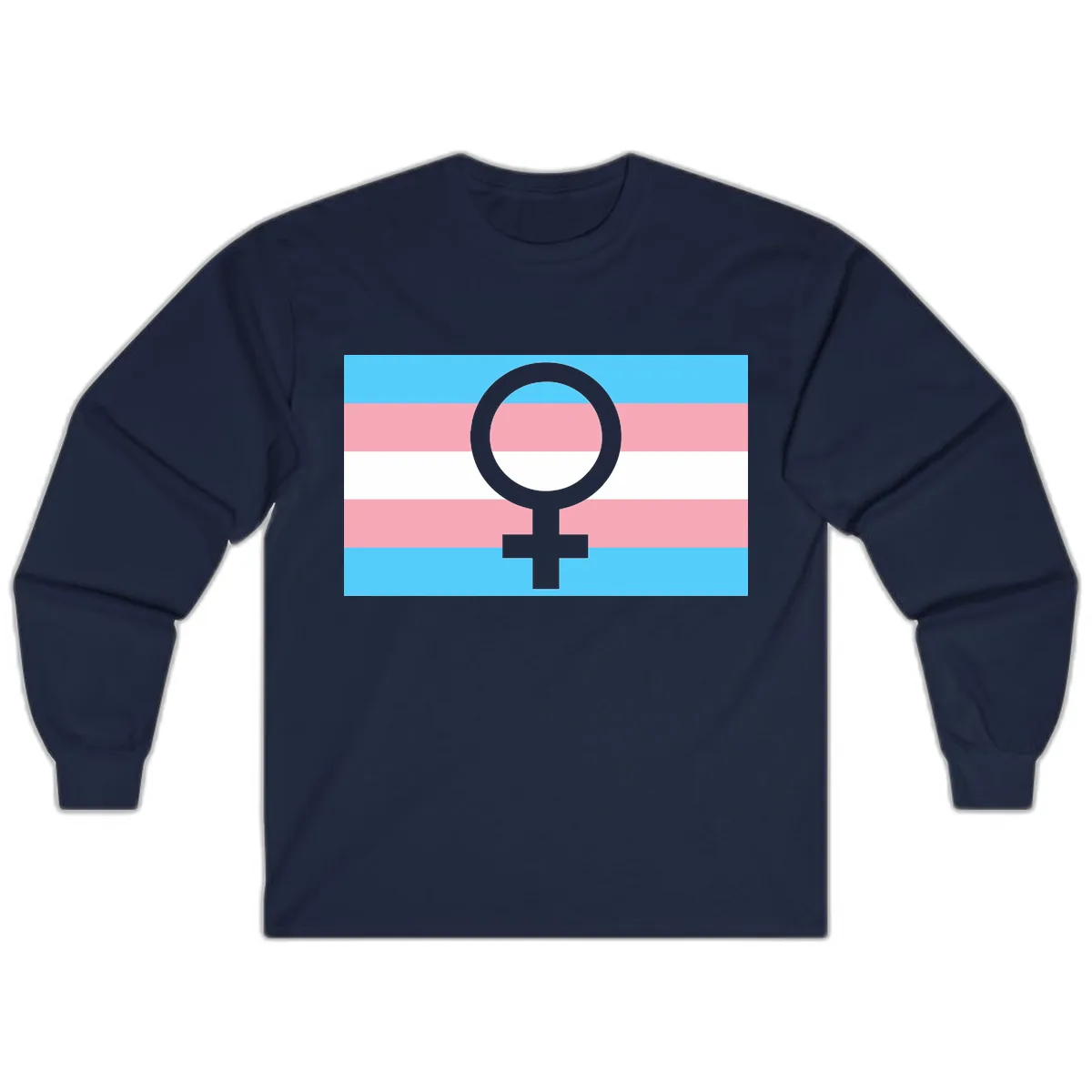 Trans Pride Flag Symbol Long Sleeve in Navy