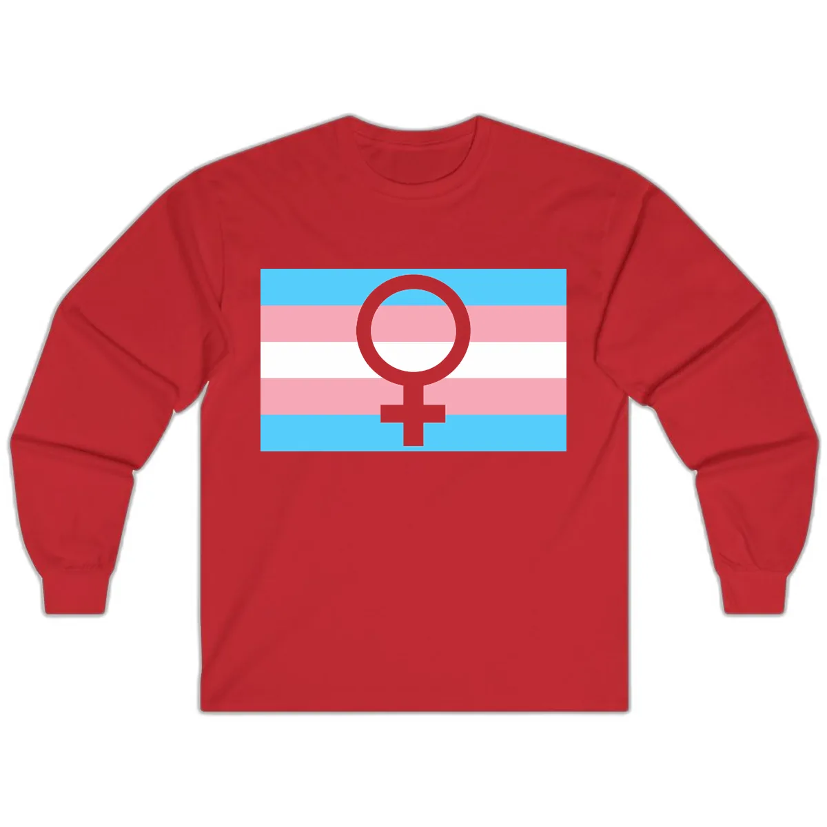 Trans Pride Flag Symbol Long Sleeve in Red
