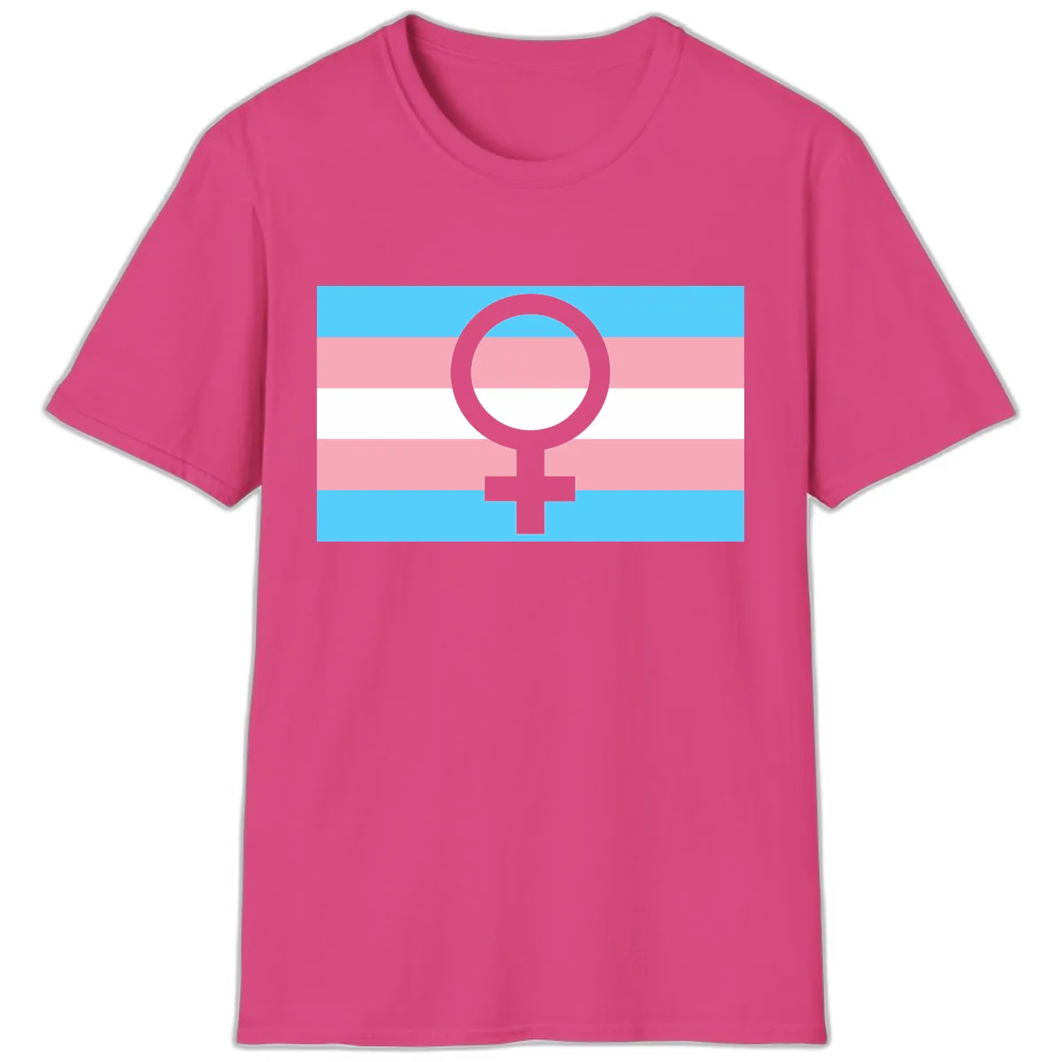 Trans Pride Flag Symbol T-Shirt in Heliconia