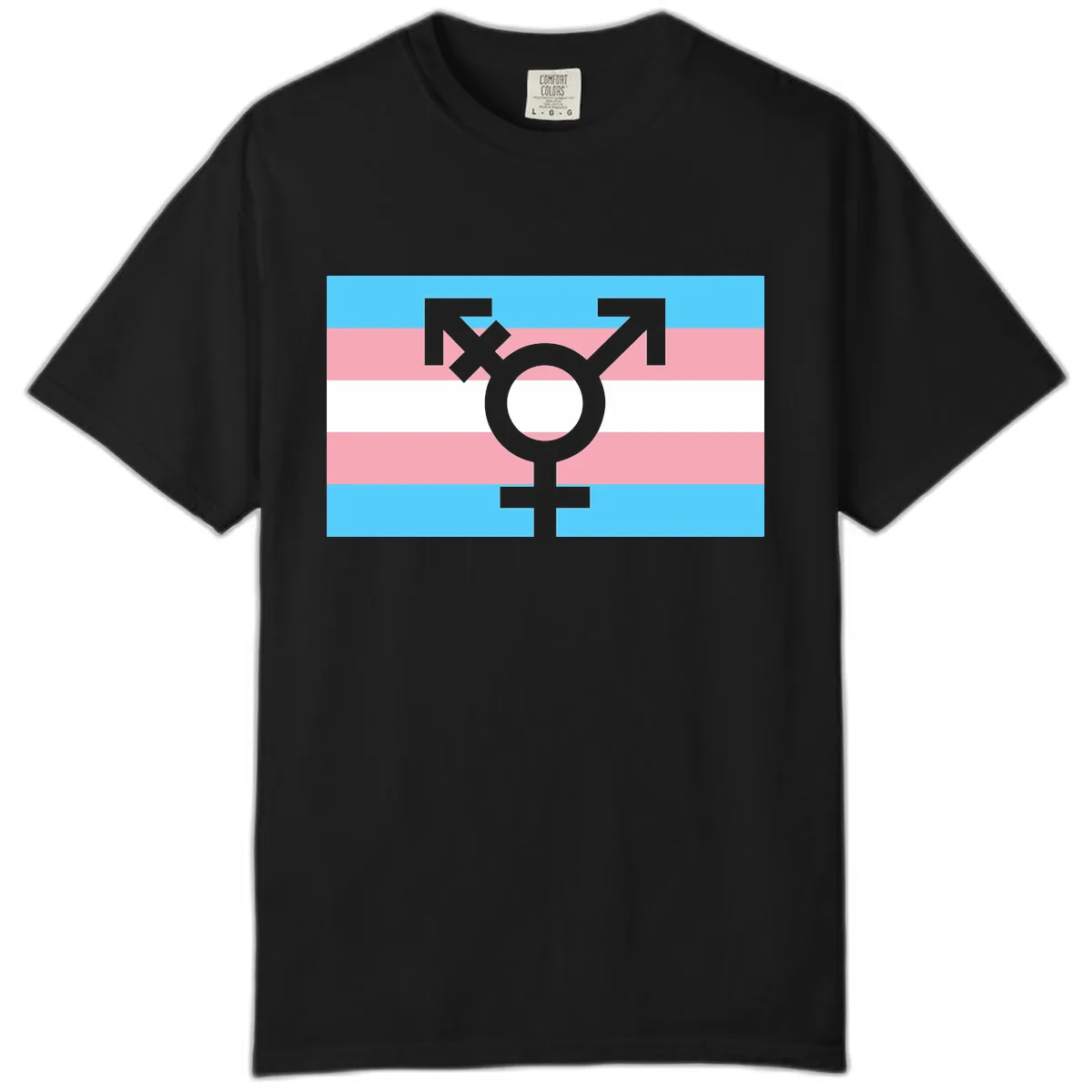 Transgender Pride Flag Symbol Comfort Color in Black