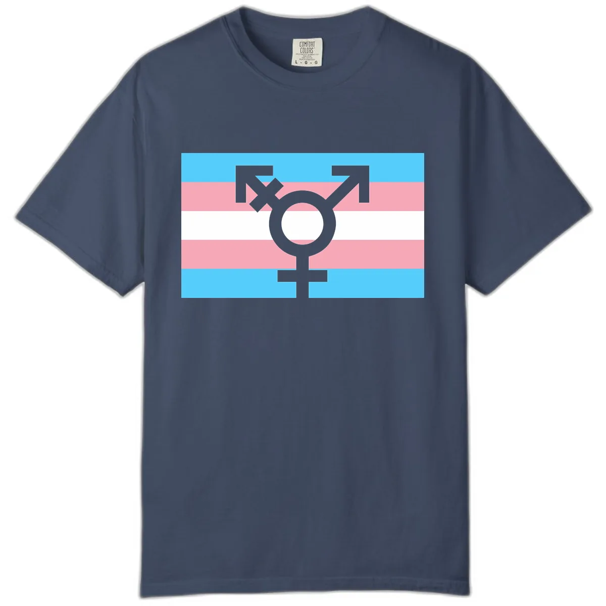 Transgender Pride Flag Symbol Comfort Color in Midnight