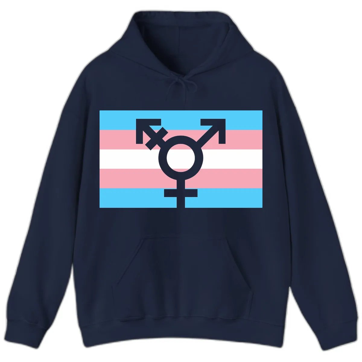 Transgender Pride Flag Symbol Hoodie in Navy