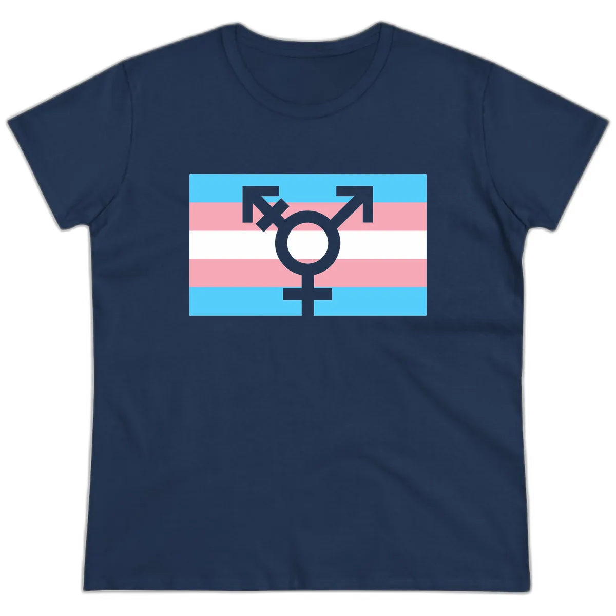 Transgender Pride Flag Symbol Ladies Tee in Navy