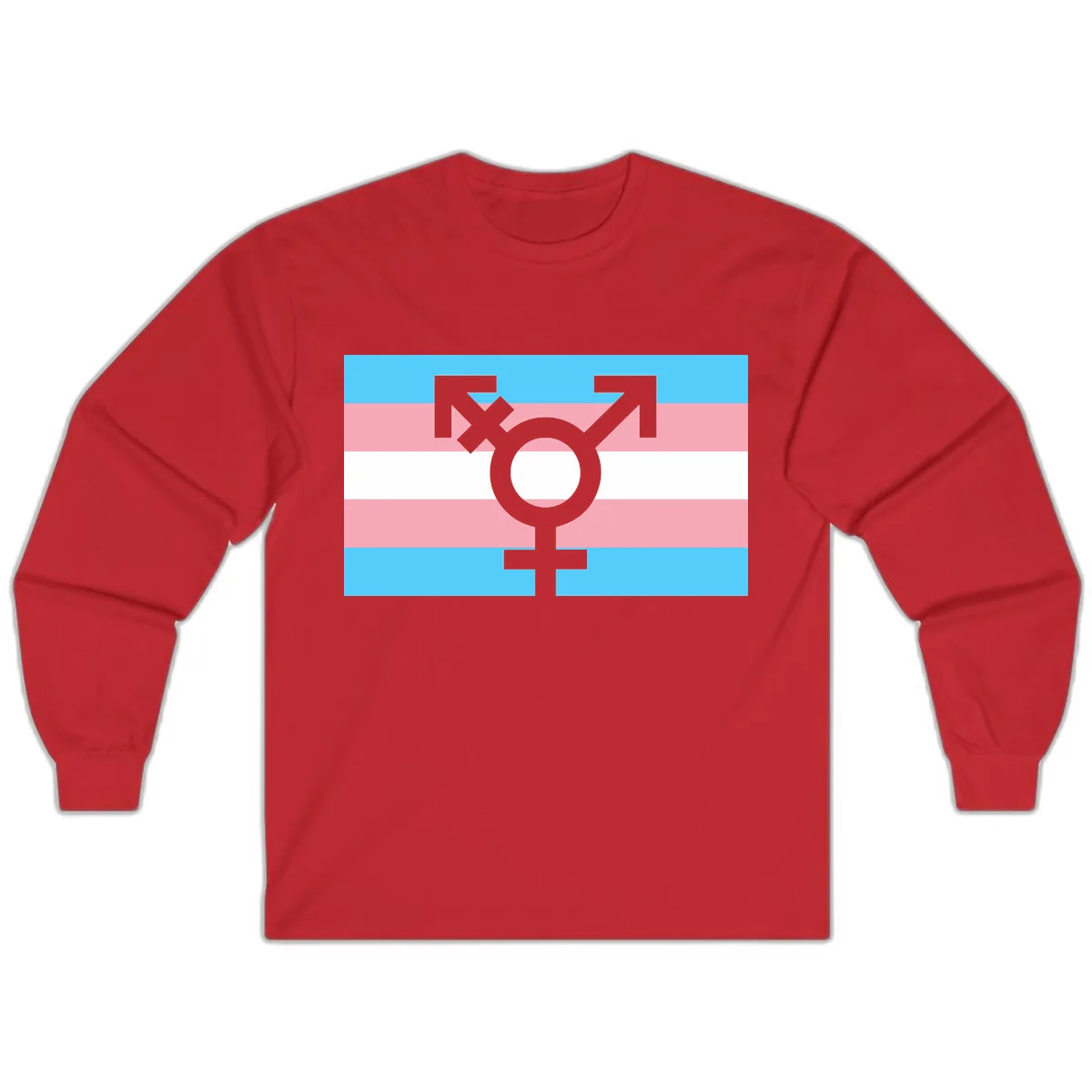 Transgender Pride Flag Symbol Long Sleeve in Red