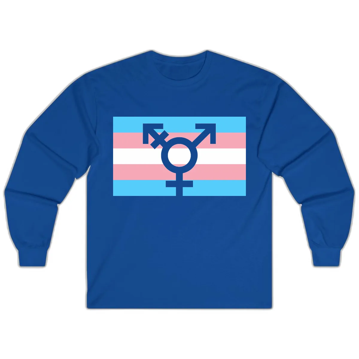 Transgender Pride Flag Symbol Long Sleeve in Royal
