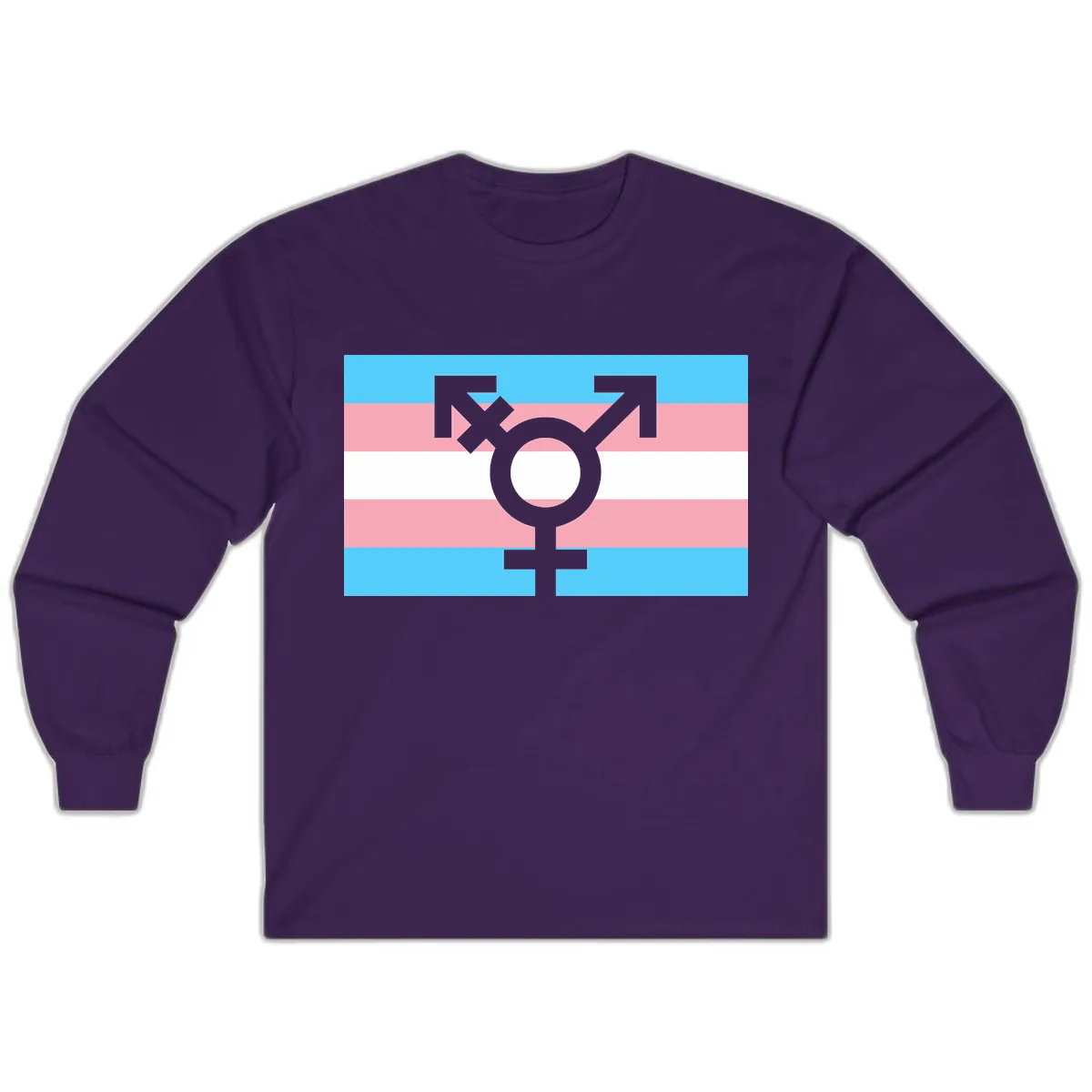 Transgender Pride Flag Symbol Long Sleeve in Purple