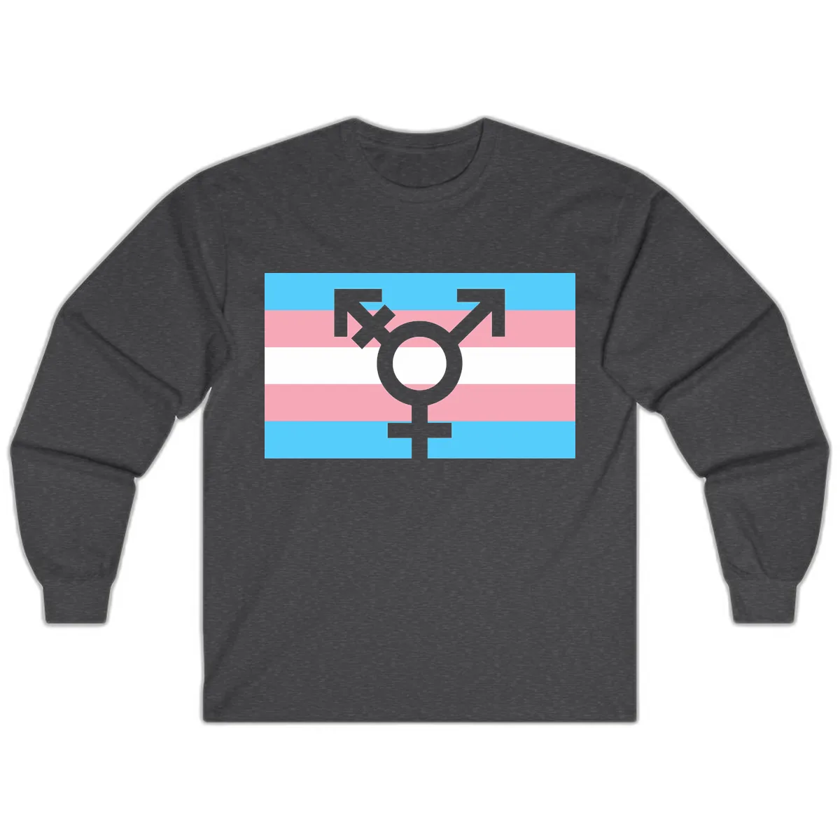 Transgender Pride Flag Symbol Long Sleeve in Dark Heather