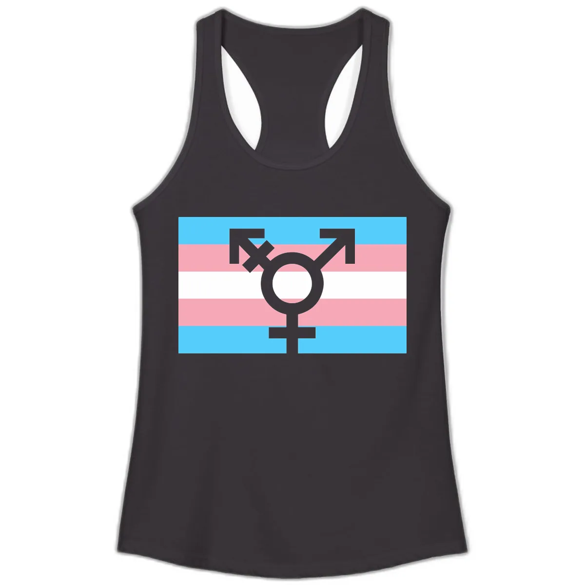 Transgender Pride Flag Symbol Ladies Tank in Black