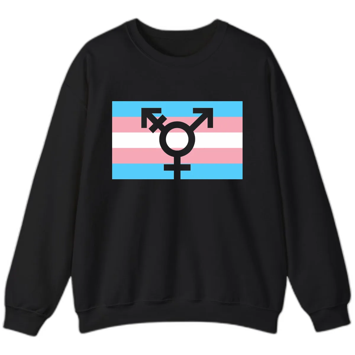 Transgender Pride Flag Symbol Sweatshirt in Black