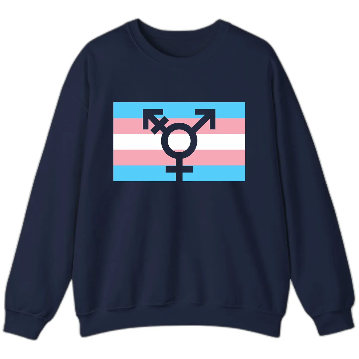 Transgender Pride Flag Symbol Sweatshirt in Navy