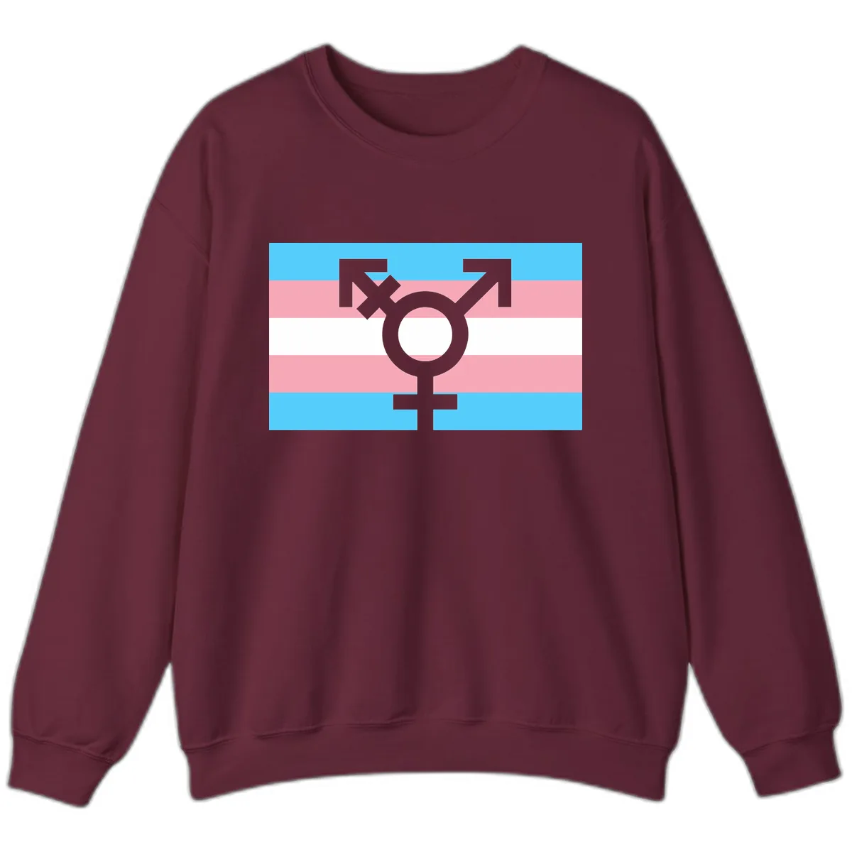 Transgender Pride Flag Symbol Sweatshirt in Maroon