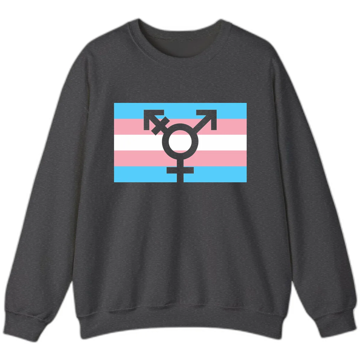 Transgender Pride Flag Symbol Sweatshirt in Dark Heather